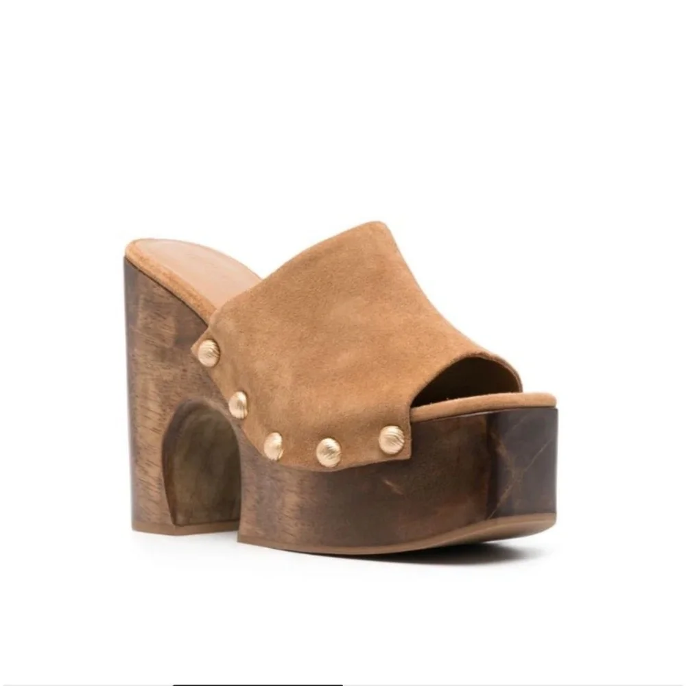 Cult Gaia Joplin square toe studded platform sandals size 36.5,